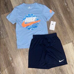 NEW Nike Light Blue Tee and Dark Blue Shorts Set
